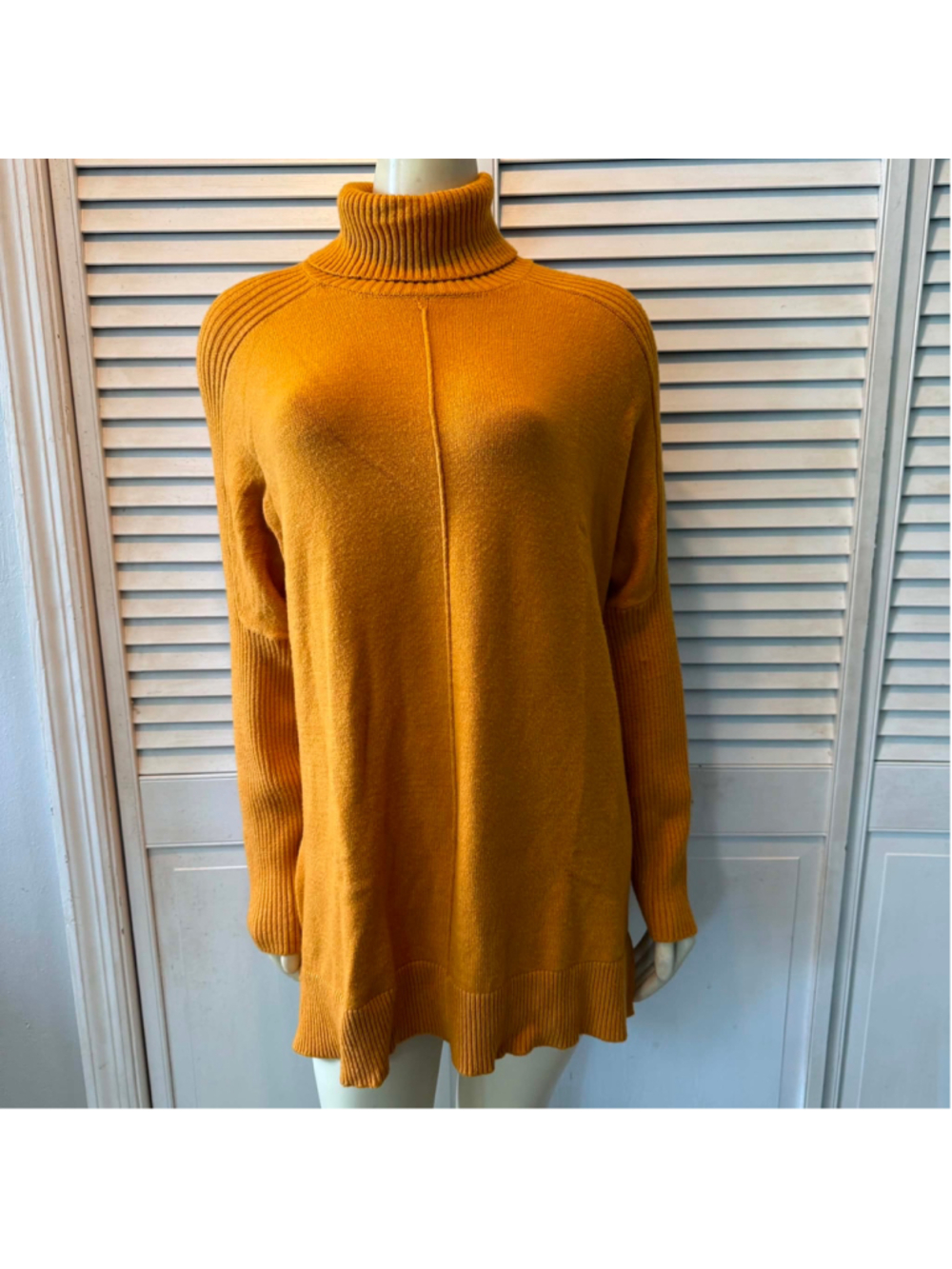 Time and Tru Mustard Ochre Heather Turtleneck Knit Sweater Women’s Large